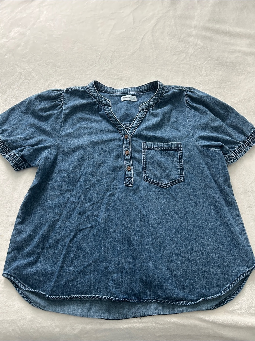 Sonoma Blue Denim-Look Henley Top